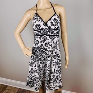 Speechless Y2K Sundress Juniors Size 9 Black White Floral Print Halter‎  Cotton